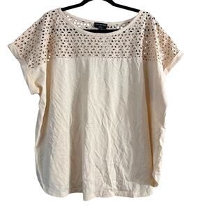 Lane Bryant Women's Plus Size Oatmeal Cream Eyelet Lace Blouse Size 18/20 2X New